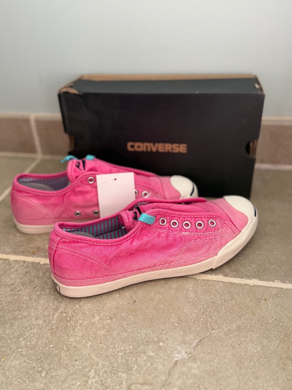 Bright Pink Converse Jack Purcell Slip on Sneakers